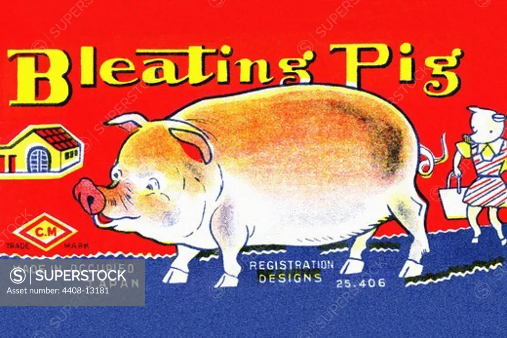 Bleating Pig, Vintage Toy Box Art