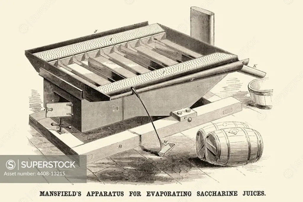 Mansfield's Apparatus for Evaporating Saccharine Juices, Industrial America - Invention
