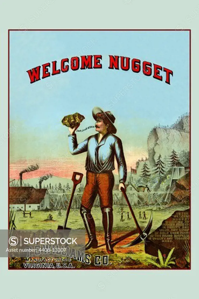 Welcome Nugget Tobacco Label, Cigar Labels