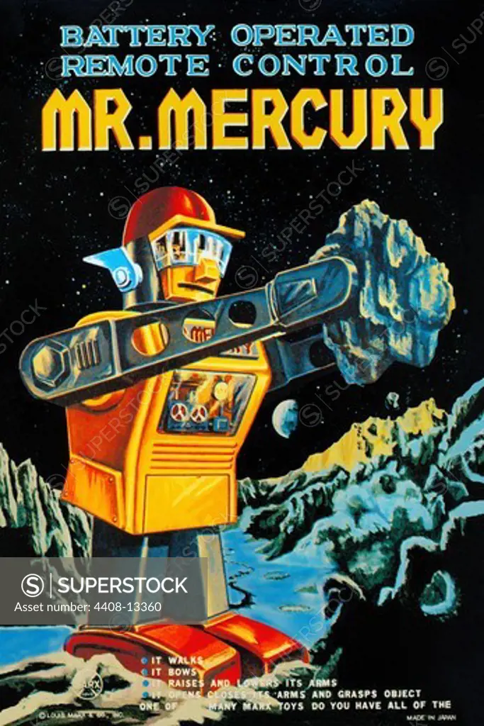 Battery Operated Remote Control Mr. Mercury, Robots, ray guns & rocket ships