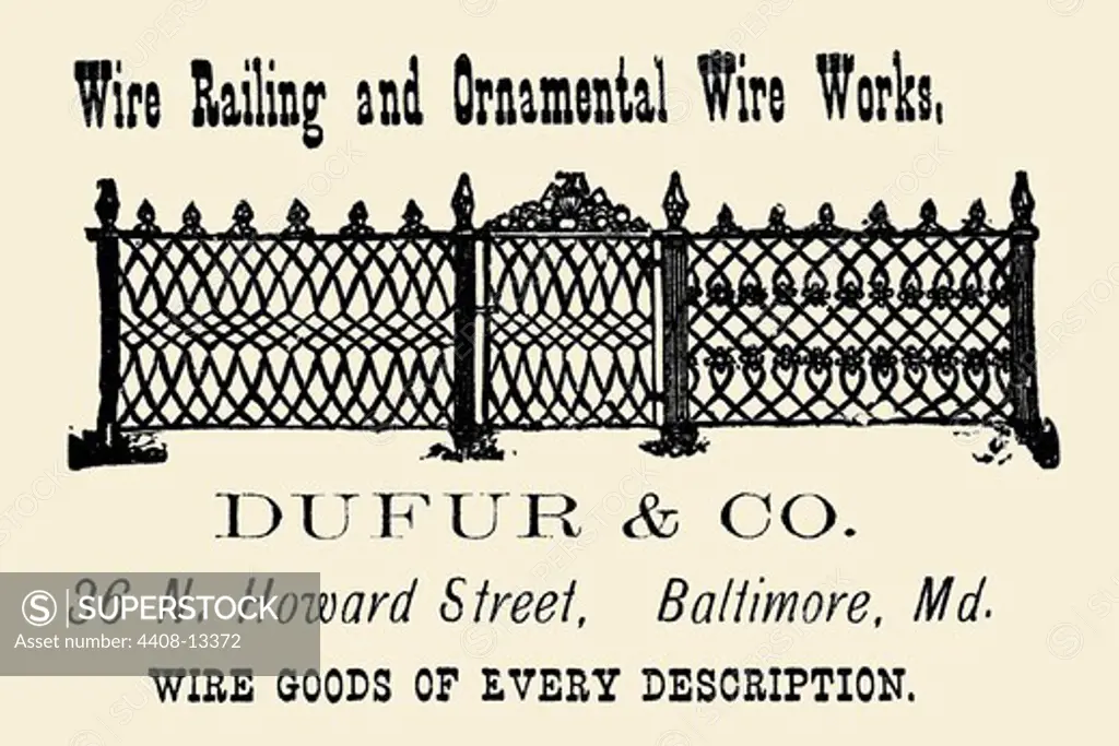 Dufur & Co Wire Railing and Ornamental Wire Works, Advertising