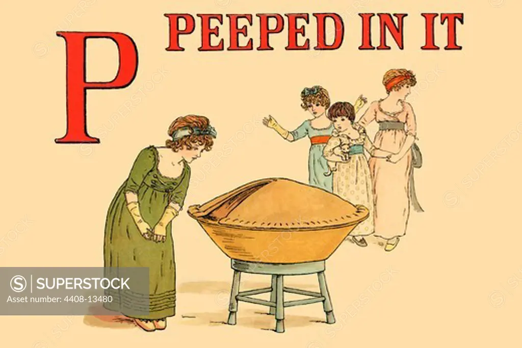 P - Peeped in It, Victorian Children's Literature - Kate Greenaway