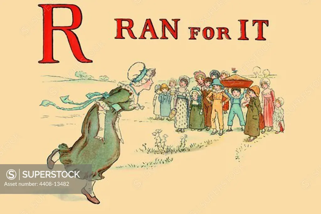 R - Ran for It, Victorian Children's Literature - Kate Greenaway