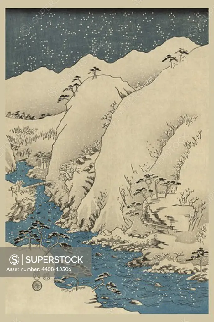 Mountains and rivers on the Kiso Road (Kisoji no sansen) #1, Japanese Prints - Hiroshige