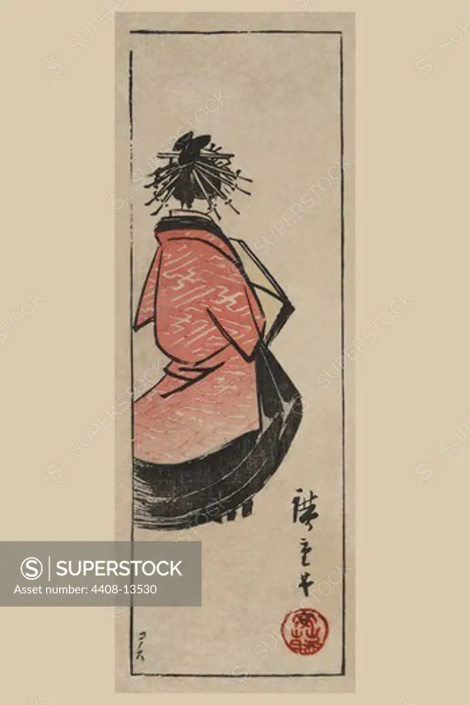 Oiran - high class courtesan (Ushiro muki oiran zu), Japanese Prints - Hiroshige