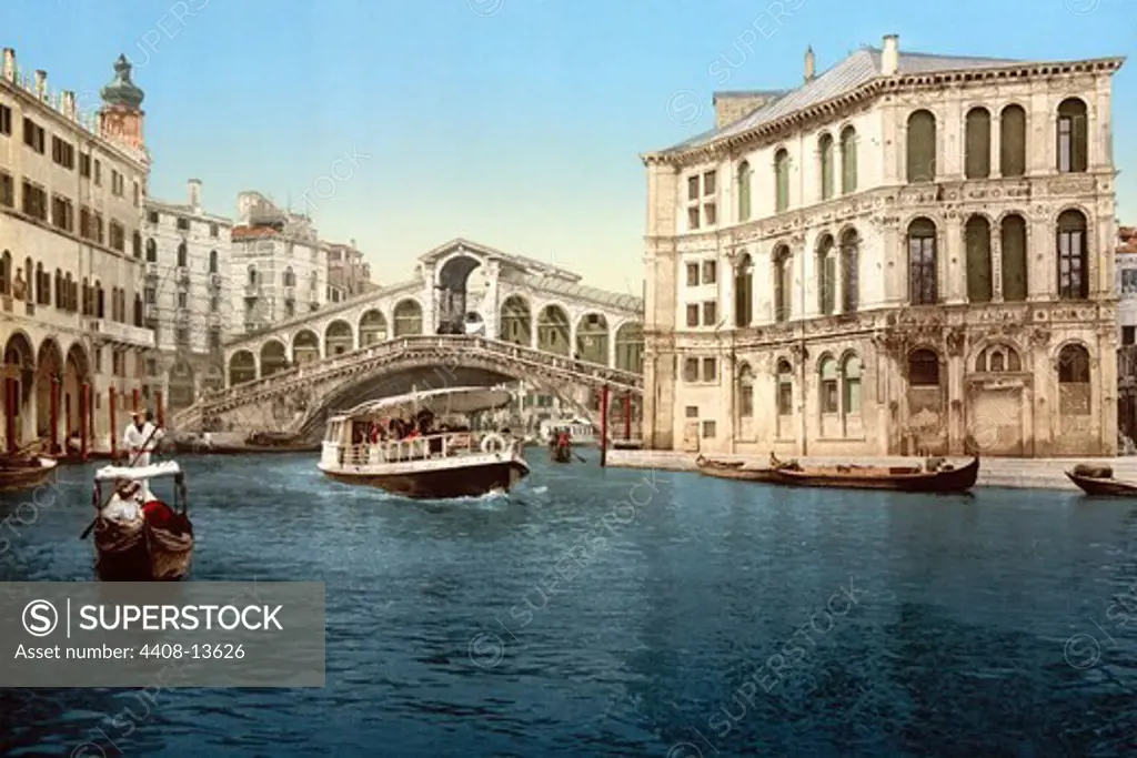 Grand Canal with the Rialto Bridge, Venice, Italy, Italy