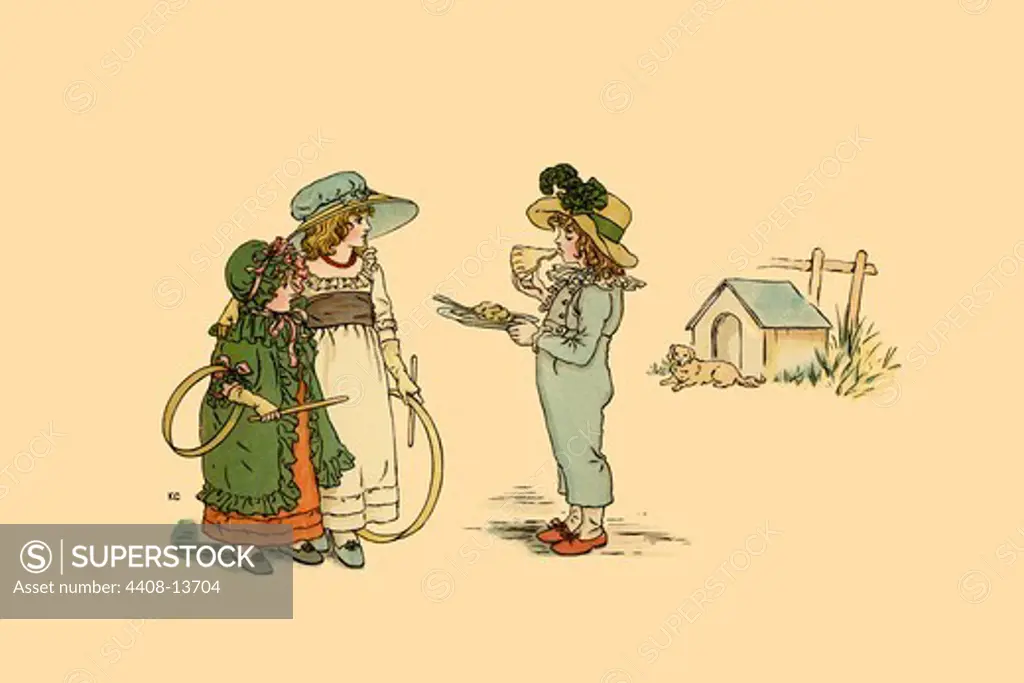 Piece of Pie of A Game of Hoop, Victorian Children's Literature - Kate Greenaway