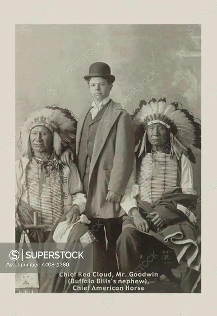 Chief Red Cloud, Mr. Goodwin, and Chief American Horse, Native American