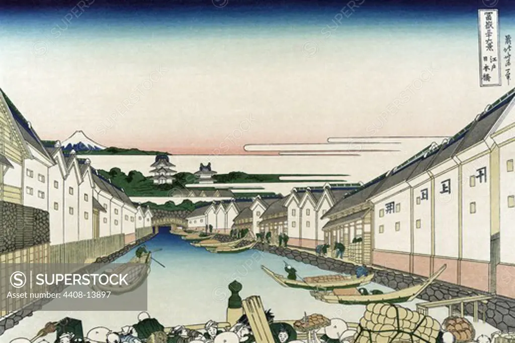 Nihonbashi Bridge in Edo, Japanese Prints - Hokusai