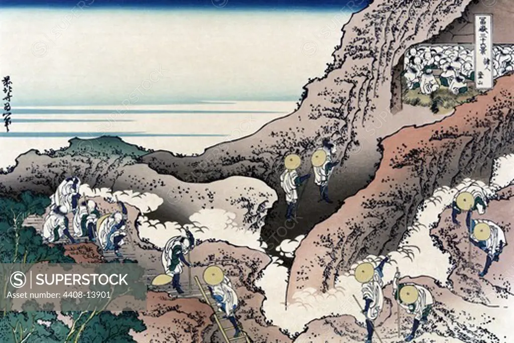 Climbing Mt. Fuji, Japanese Prints - Hokusai