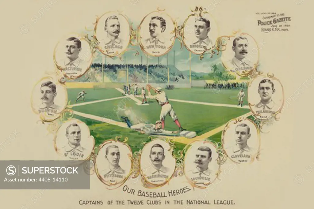 Our baseball heroes - captains of the twelve clubs in the National League, Baseball