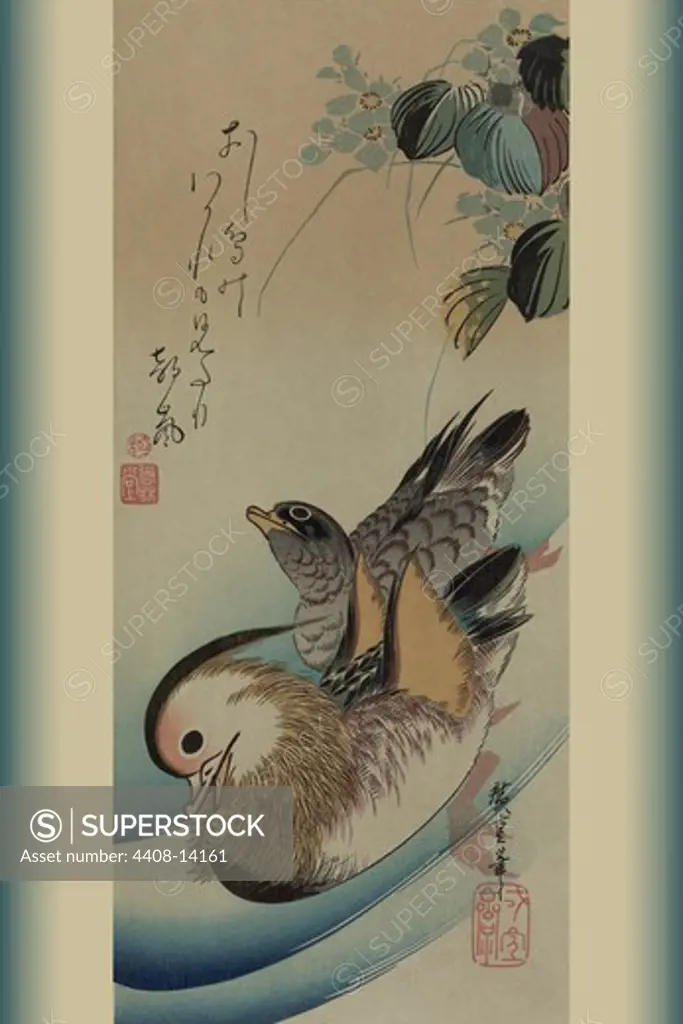 Mandarin ducks, Japanese Prints - Nature