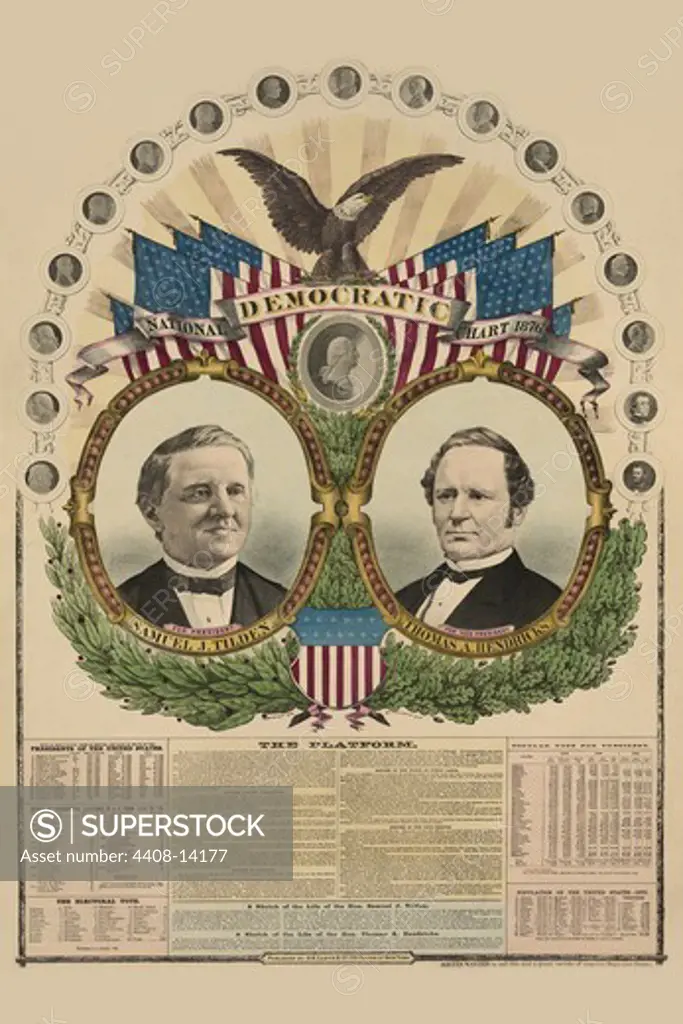 National Democratic chart, 1876--For president, Samuel J. Tilden, for vice president, Thomas A. Hendricks, Famous Americans