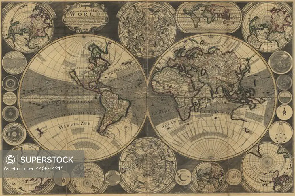 World Map with Planets, Antique World Maps