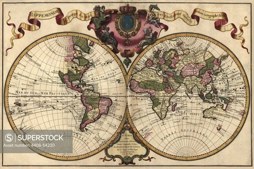 World Map Prepared for then French King, Antique World Maps