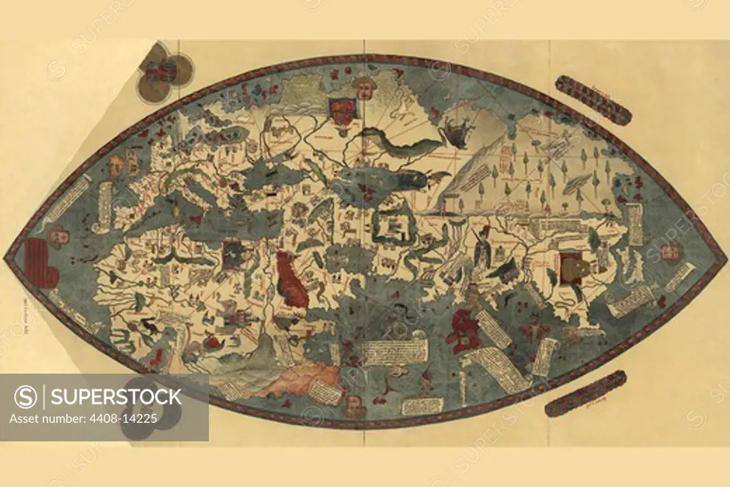 Genoese World Map, Antique World Maps