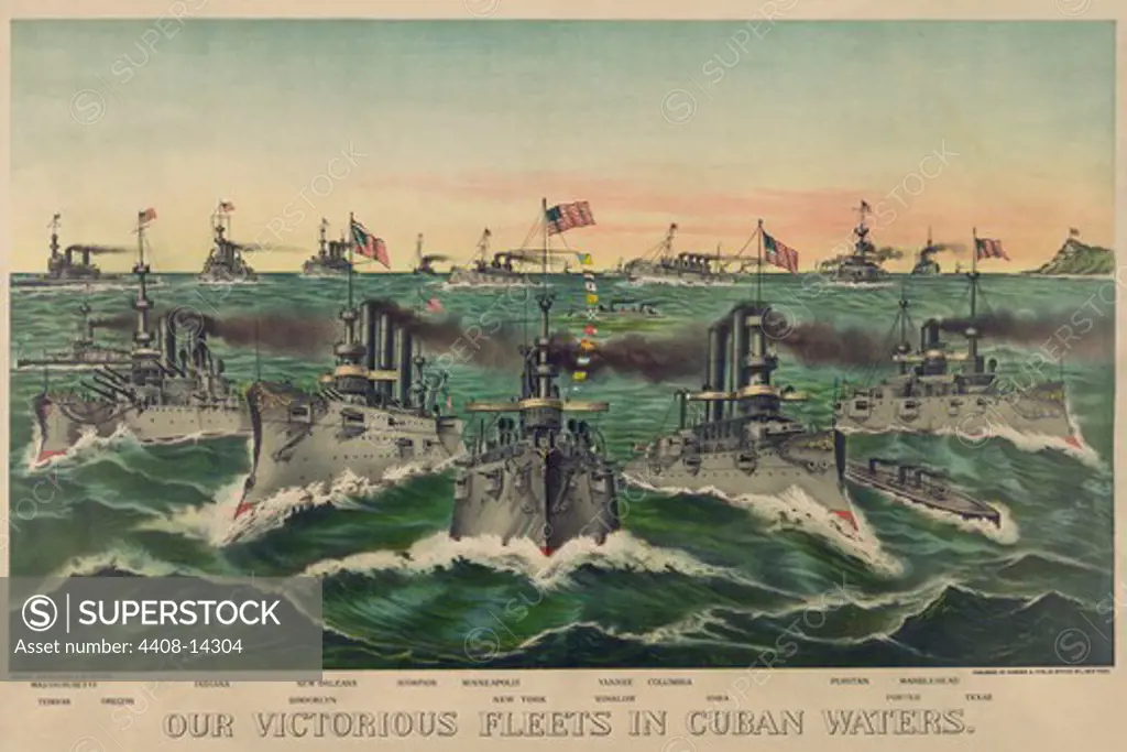 Our victorious fleets in Cuban waters, Spanish American War
