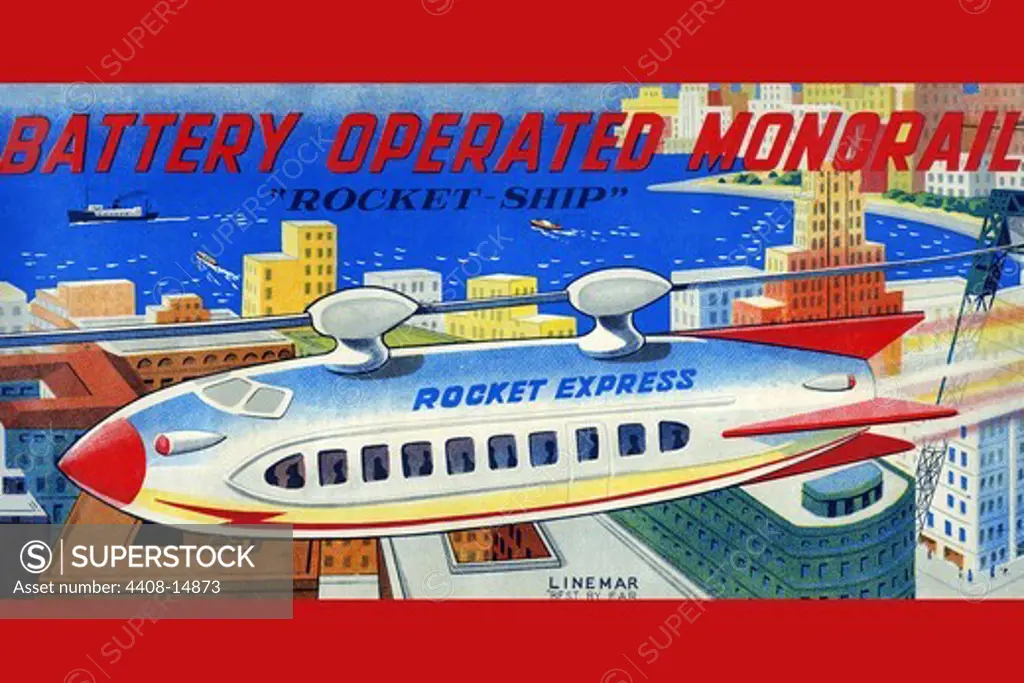 Battery Operated Monorail ""Rocket Ship"", Robots, ray guns & rocket ships