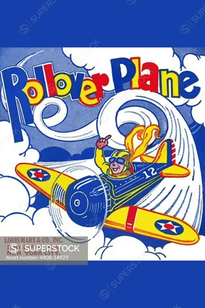 Rollover Plane, Vintage Toy Box Art