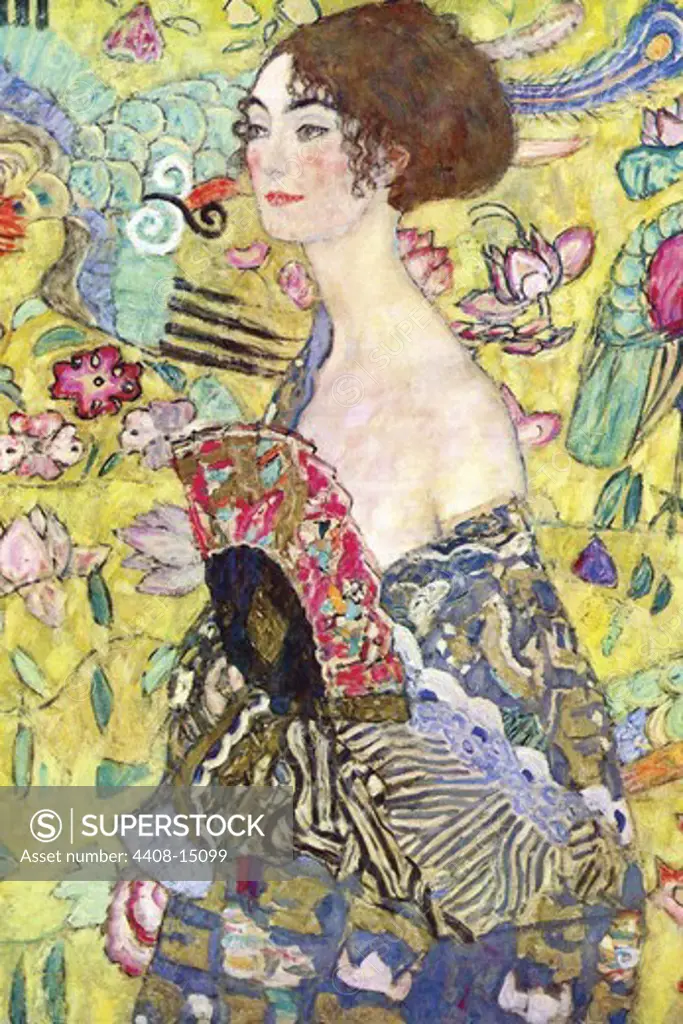 Lady with a Fan, Gustav Klimt Fine Art