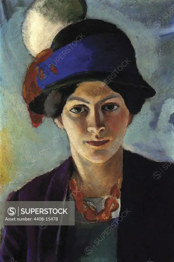 Portrait of the wife of the artist with a hat , Fine Art