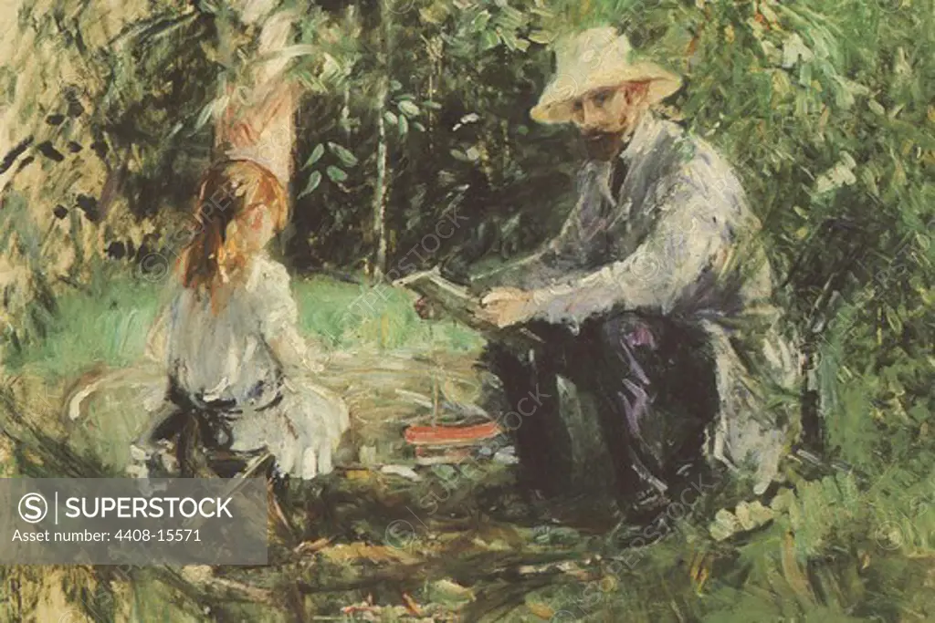 Eugne Manet and his daughter in the garden , Fine Art