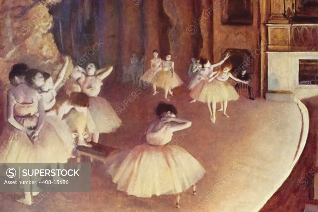 Dress rehearsal of the ballet on the stage,Edgar Degas, 1834-1917,French, Fine Art