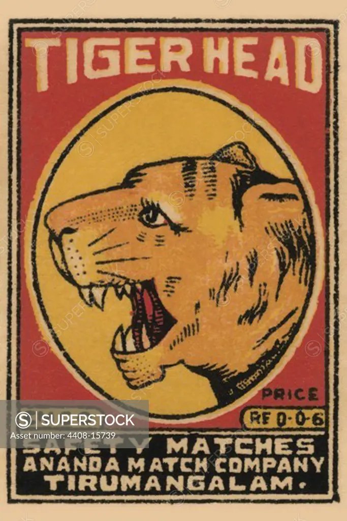 Tiger Head Safety Matches, The Big Cats - Lions, Tigers, Leopards etc.