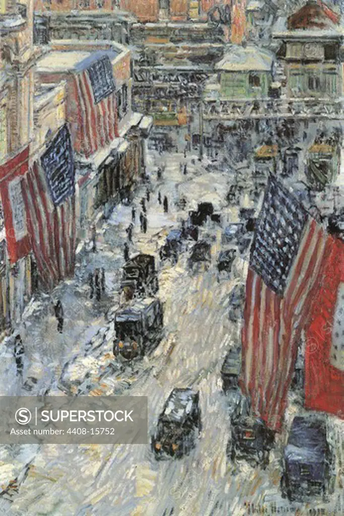 Flags on Fifth Avenue, Winter 1918 , Fine Art