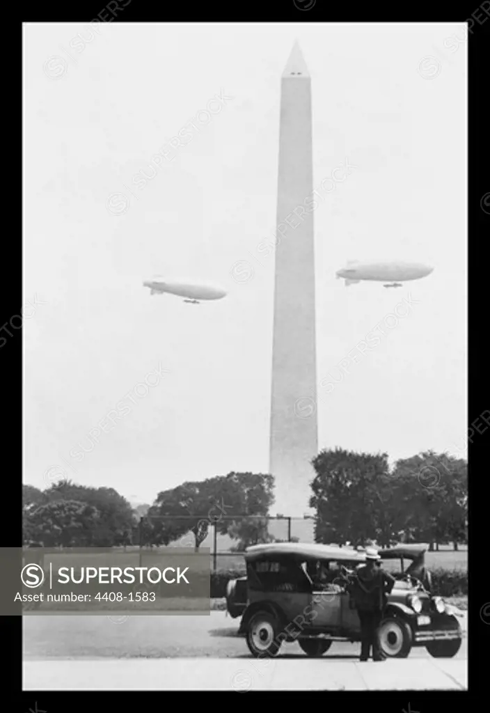 U.S. Army Blimps over the Washington Monument, Classic Photography