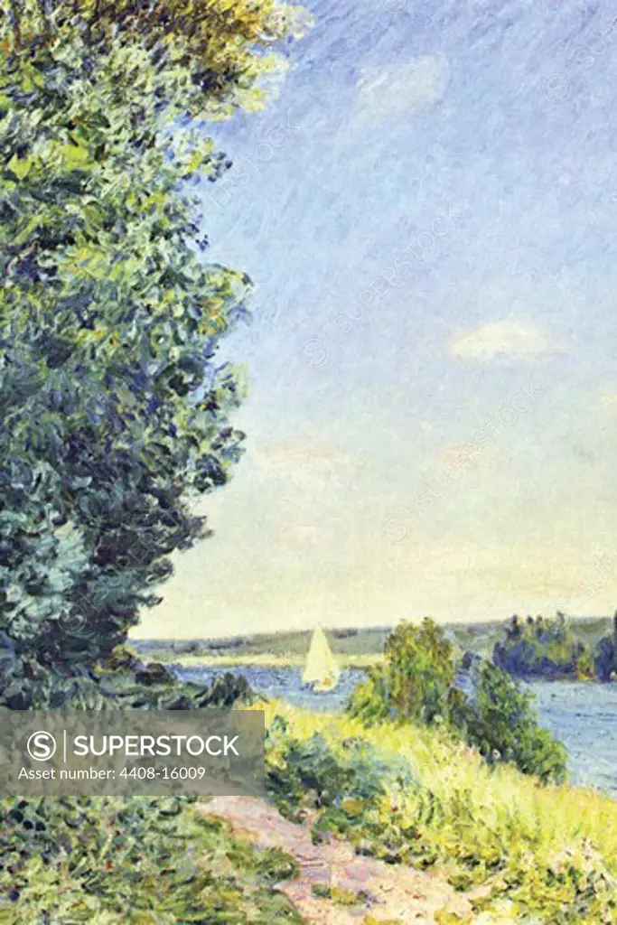 Normandy, path on the water, in the evening at Sahurs   , Fine Art