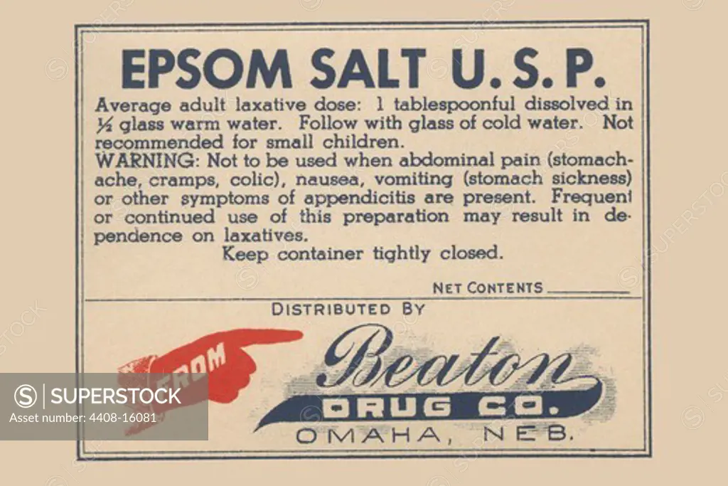 Epsom Salt, U.S.P., Medical - Potions, Medications, & Cures