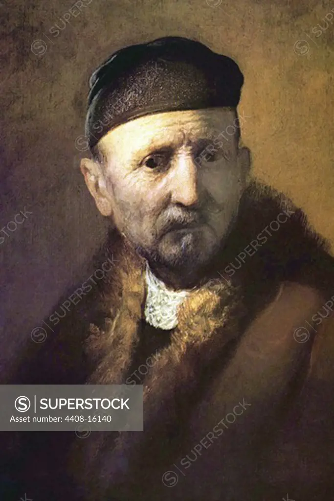 Bust of an old man with a cap , Fine Art