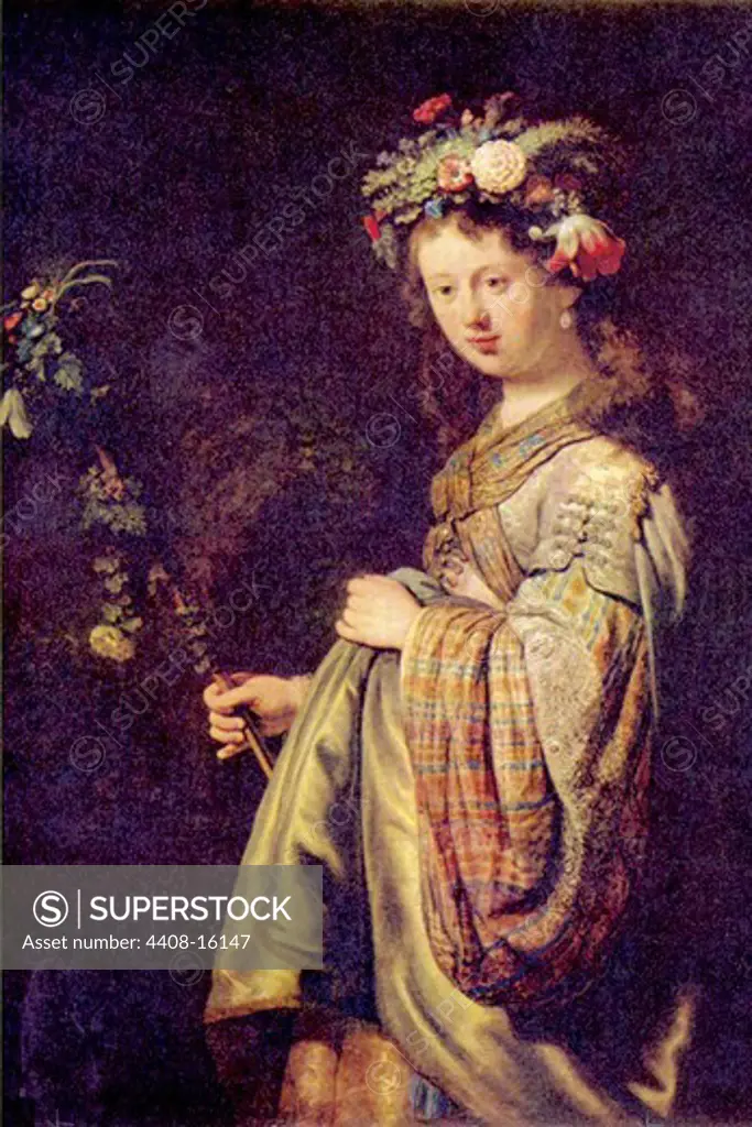 Flora (portrait of Saskia as Flora) , Fine Art