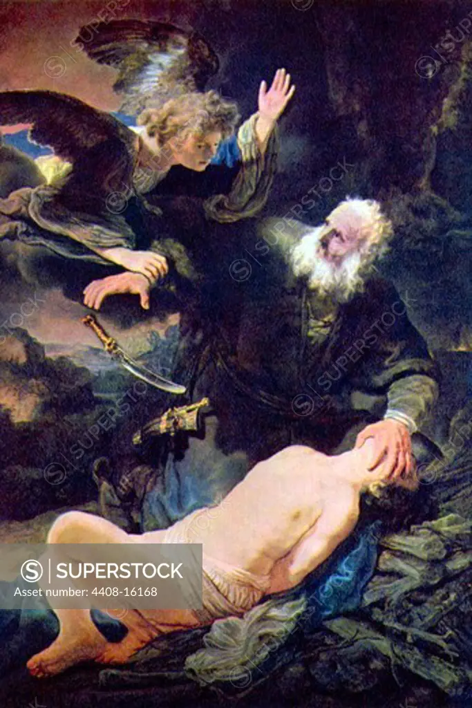 The angel prevents the sacrifice of Isaac , Fine Art