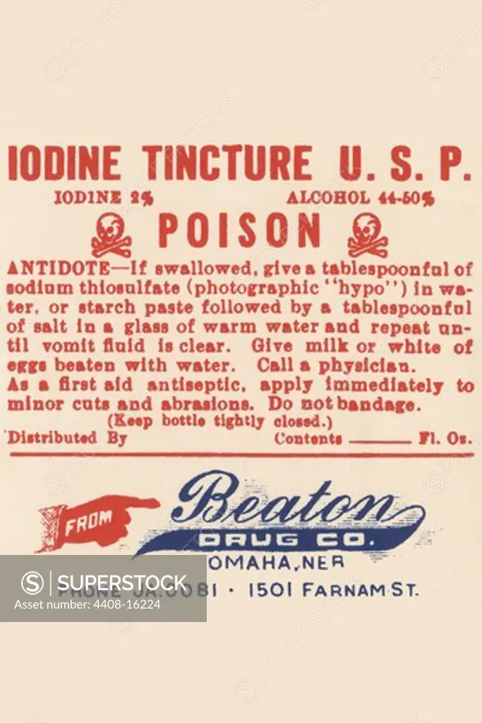Iodine Tincture U.S.P. - Poison, Medical - Potions, Medications, & Cures