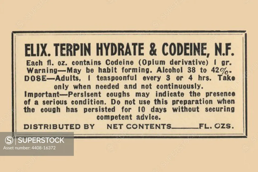 Elixir Terpin Hydrate & Codeine N.F., Medical - Potions, Medications, & Cures