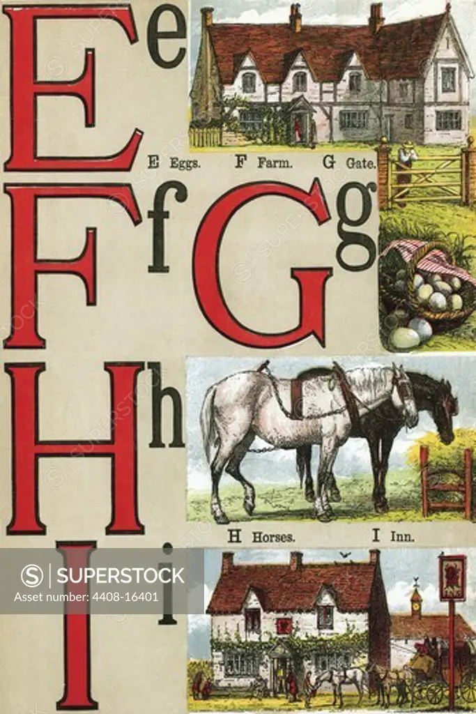 E, F, G, H, I Illustrated Letters, The Alphabet