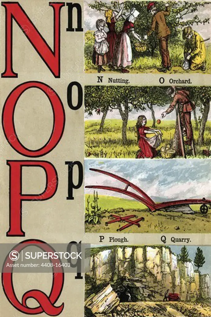 N, O, P, Q Illustrated Letters, The Alphabet
