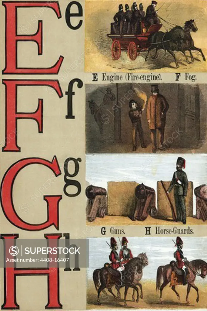 E, F, G, H Illustrated Letters, The Alphabet