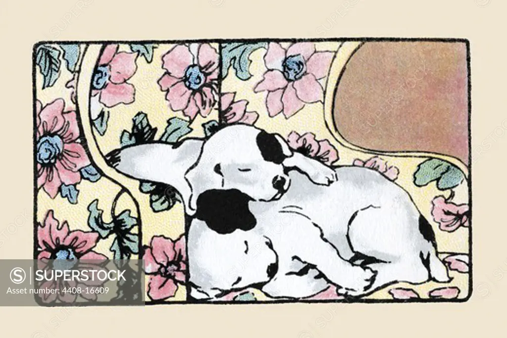 Napping Fox Terrier Dogs, Victorian Children's Literature