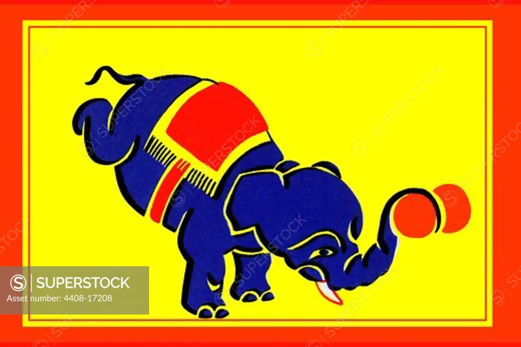 Circus Elephant, Vintage Toy Box Art