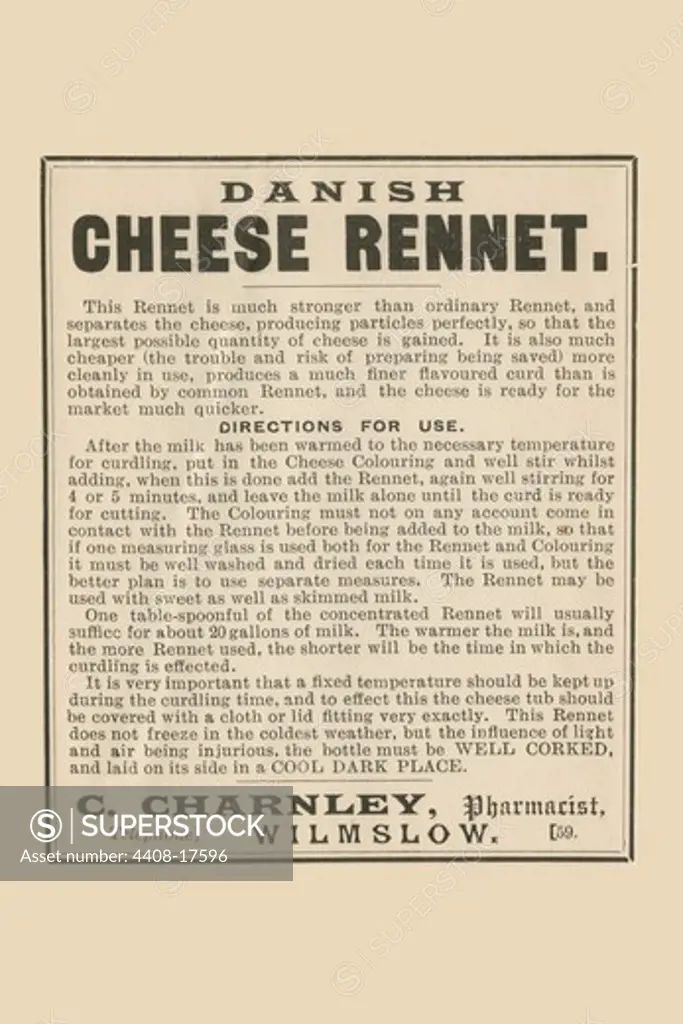 Danish Cheese Rennet, Medical - Potions, Medications, & Cures