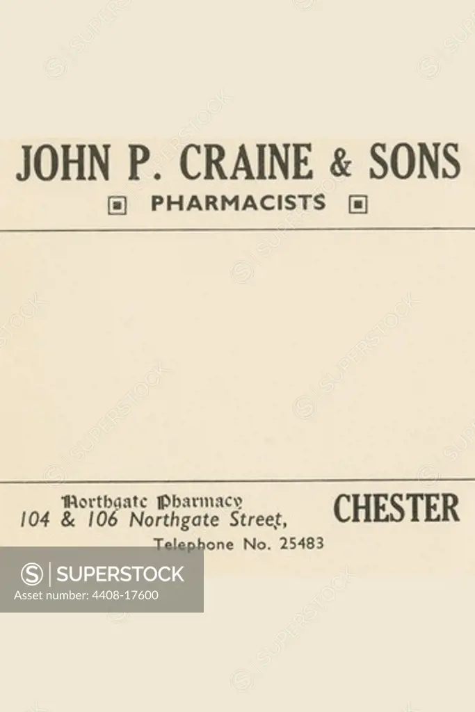 John P. Craine & Sons Pharmacists, Medical - Potions, Medications, & Cures