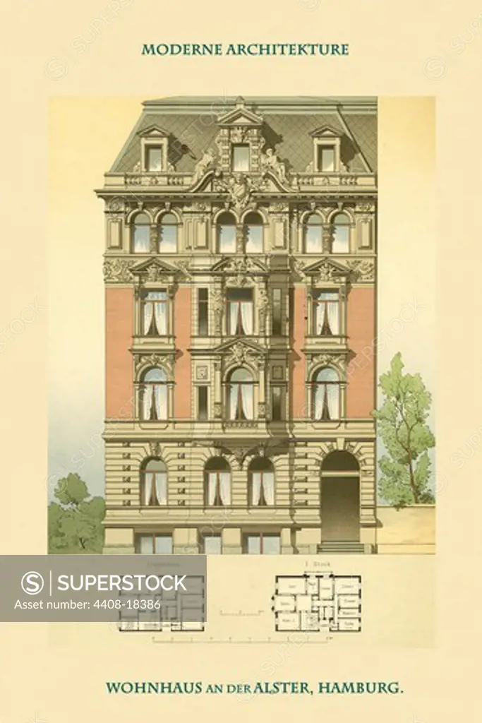 Residence by the Alster in Hamburg, Germany 1890-1930