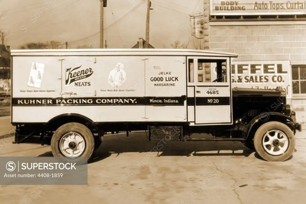 Kuhner Packing Company, Muncie, Indiana Delivery Truck of Keener Meats, Trucks