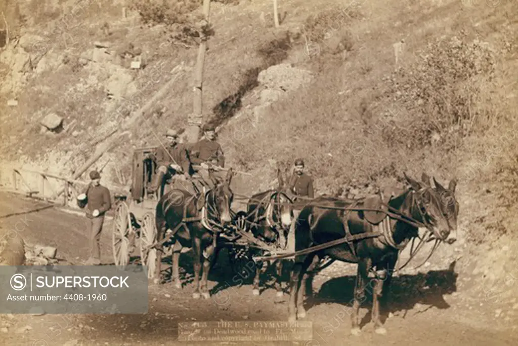 U.S. Paymaster and Guards on Deadwood road to Ft. Meade, Wild West
