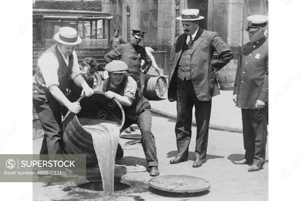 Pouring out illegal alcohol into a Sewer, Police