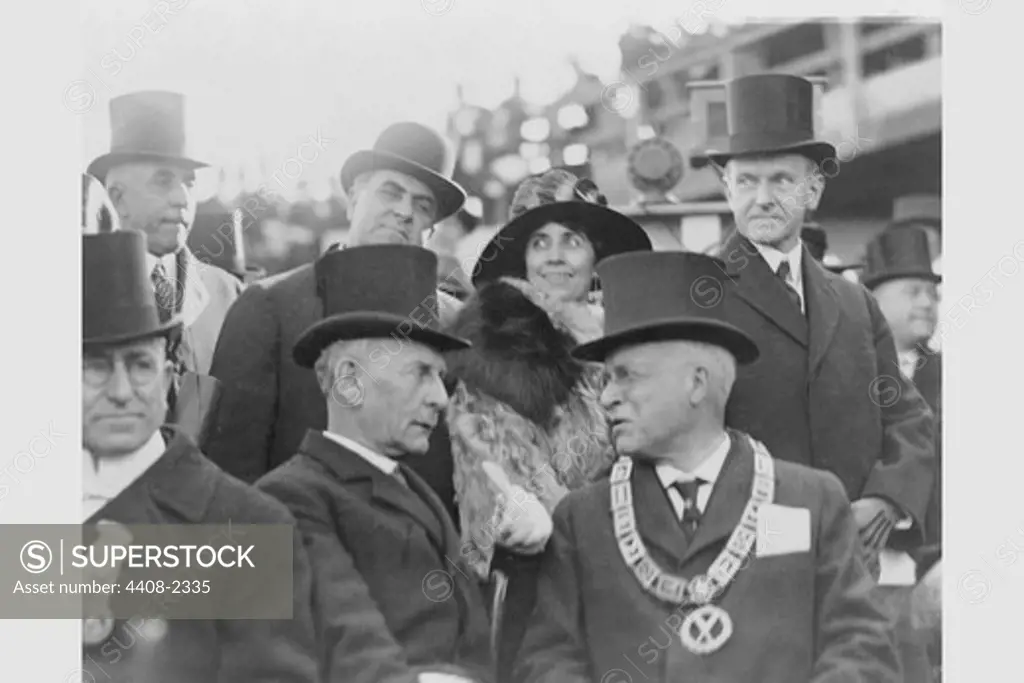 President and Mrs. Coolidge at the laying of the cornerstone of the George Washington Masonic National Memorial, Masonic
