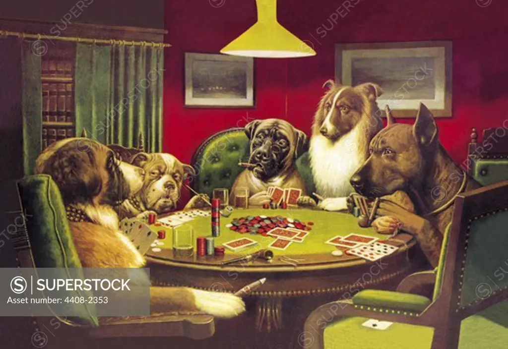 Dog Poker - ""Is the St. Bernard Bluffing"", Dogs